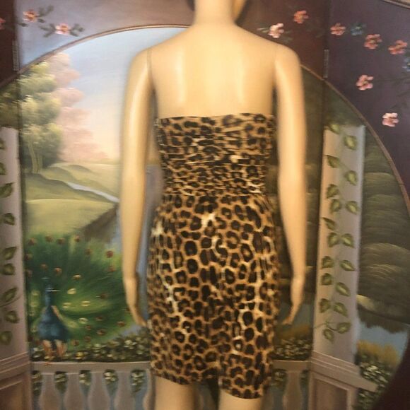 Leopard Strapless Sweetheart Mini Dress-XS - Picture 4 of 8